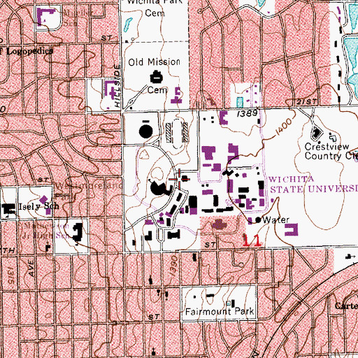 Topographic Map of Wichita State University - Morrison Hall, KS