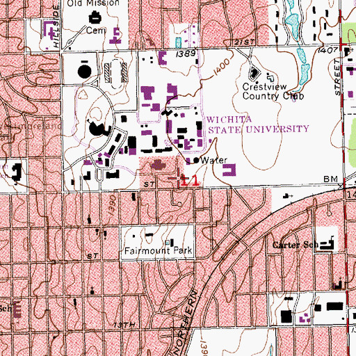 Topographic Map of Wichita State University - Newman Center, KS