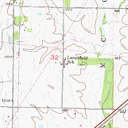 Topographic Map of Lanesville School Historic Site, KS