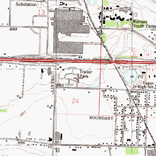 Topographic Map of Meadowood Mobile Home Park, KS