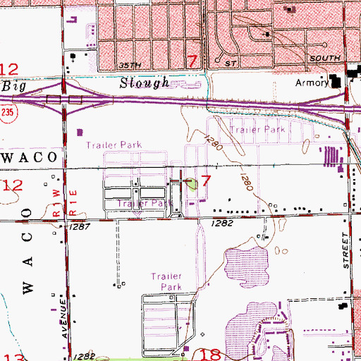 Topographic Map of Twin Oaks Estates Mobile Home Park, KS