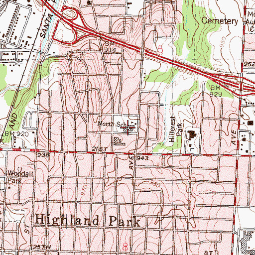 Topographic Map of True Light Baptist Church, KS