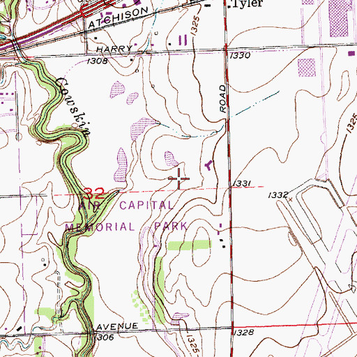 Topographic Map of Tex Consolver Golf Course, KS