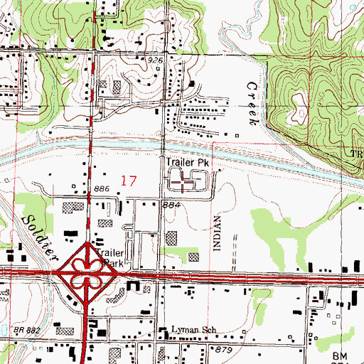 Topographic Map of Coachlight Village Mobile Home Courts North, KS