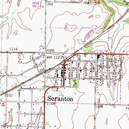 Topographic Map of Scranton Water Tower, KS