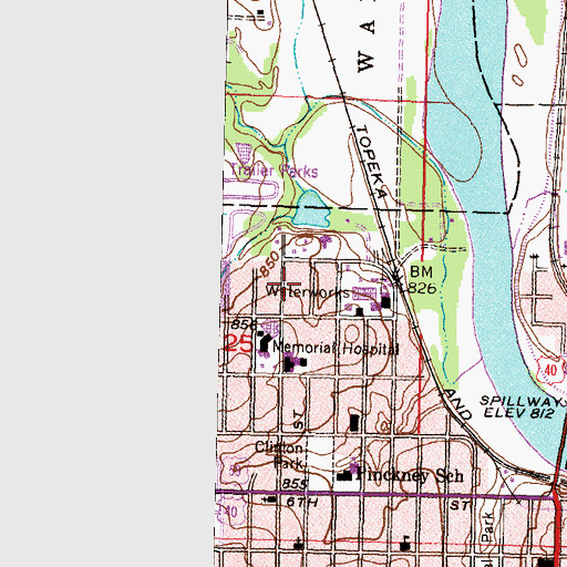 Topographic Map of Lawrence - Douglas County Health Department, KS