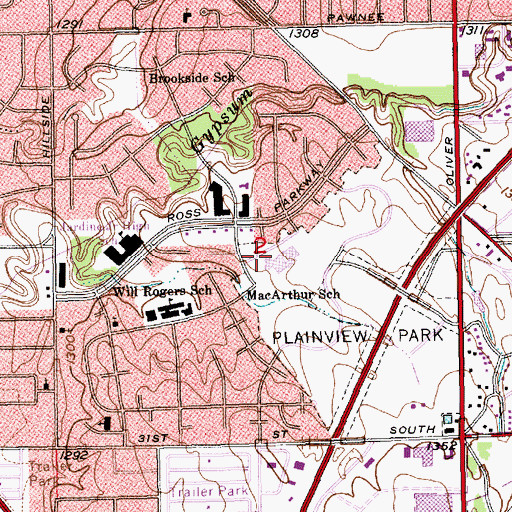 Topographic Map of Colvin Neighborhood City Hall, KS