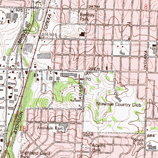 Topographic Map of Hicrest Post Office, KS