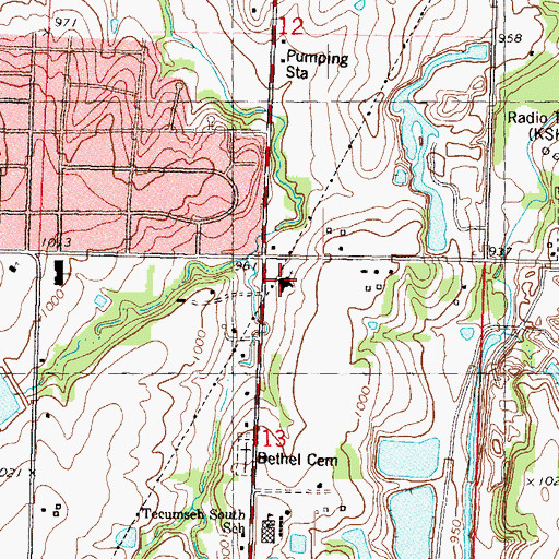 Topographic Map of Highland Heights Christian Church, KS