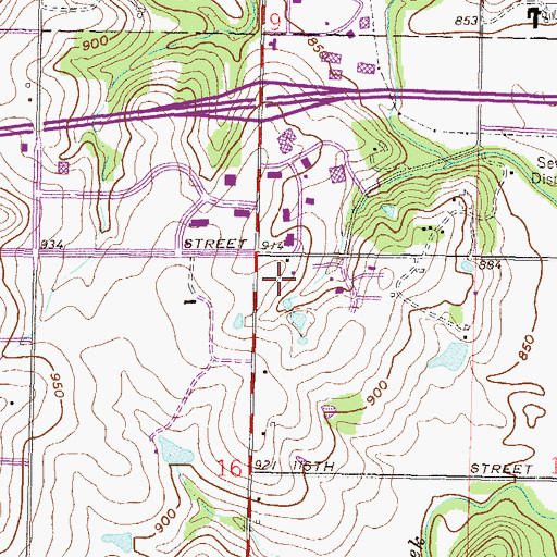 Topographic Map of Leawood Executive Centre, KS