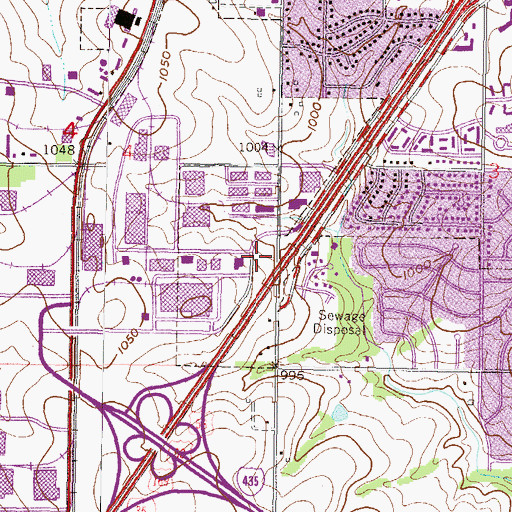 Topographic Map of Lenexa Industrial Park, KS
