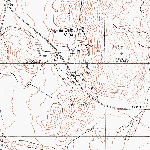 Topographic Map of Virginia Dale Mine, CA