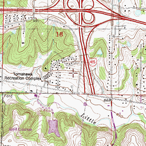 Topographic Map of Mill Creek Plaza, KS