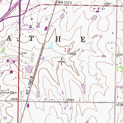 Topographic Map of Miller Industrial Park, KS