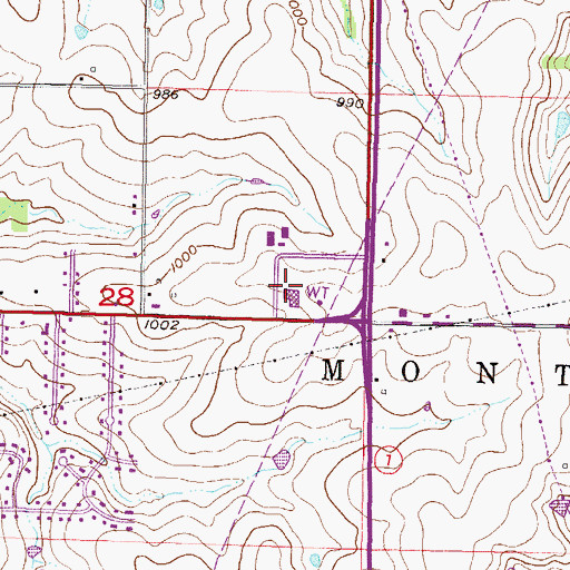 Topographic Map of Monticello Industrial Park, KS