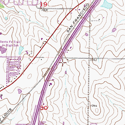 Topographic Map of Moore Business Park, KS