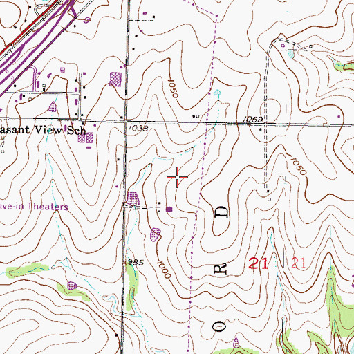 Topographic Map of Olathe Pointe Shopping Center, KS