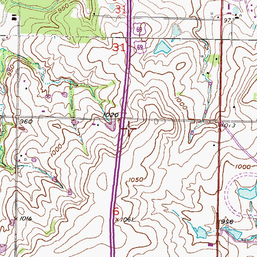 Topographic Map of Olathe Station Shopping Center, KS