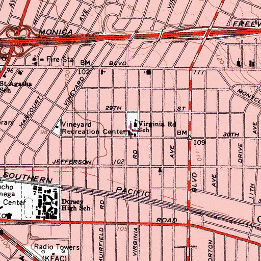 Topographic Map of Virginia Elementary School, CA