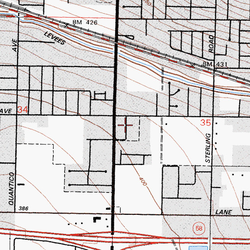 Topographic Map of Virginia Avenue Elementary School, CA