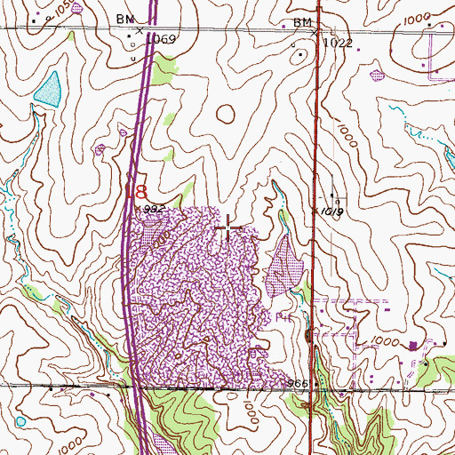 Topographic Map of Reno Industrial Center, KS