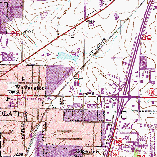 Topographic Map of Ridgeview Plaza, KS