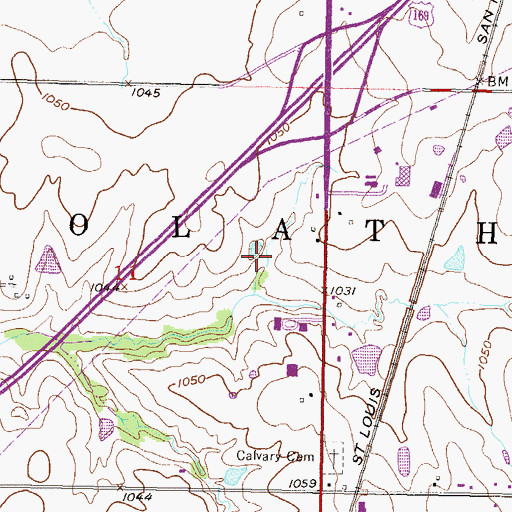 Topographic Map of Southgate Retail Center, KS