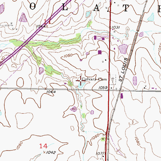 Topographic Map of Southland Industrial Park, KS