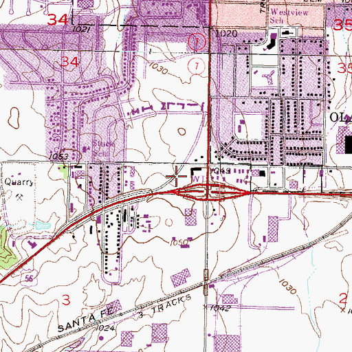 Topographic Map of Southwest Business Park, KS