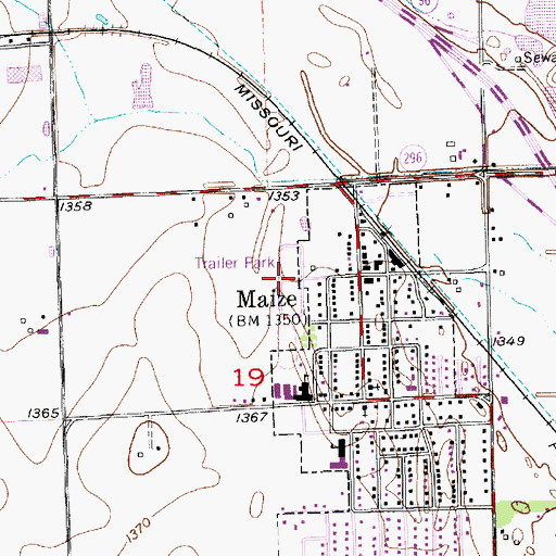 Topographic Map of Rolling Meadows Mobile Home Park, KS