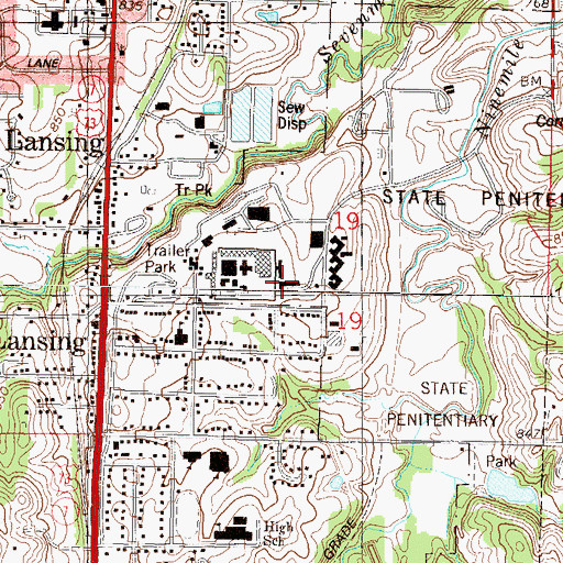 Topographic Map of Lansing Correctional Facility, KS