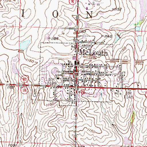 Topographic Map of McLouth Post Office, KS