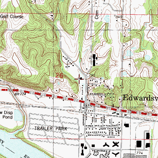 Topographic Map of Edwardsville United Methodist Church, KS