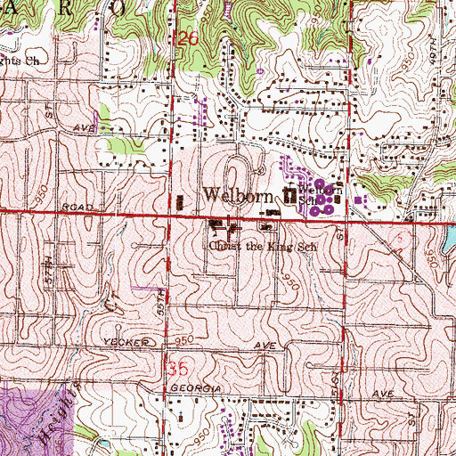 Topographic Map of Christ the King Church of Kansas, KS