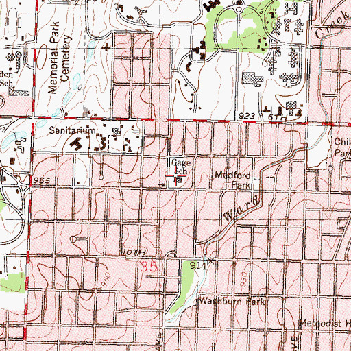Topographic Map of Topeka Civic Theatre, KS