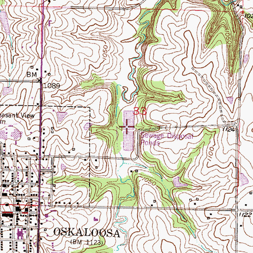 Topographic Map of Oskaloosa Water Treatment Plant, KS