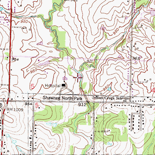 Topographic Map of Shawnee North Community Center Wastewater Treatment Facility, KS