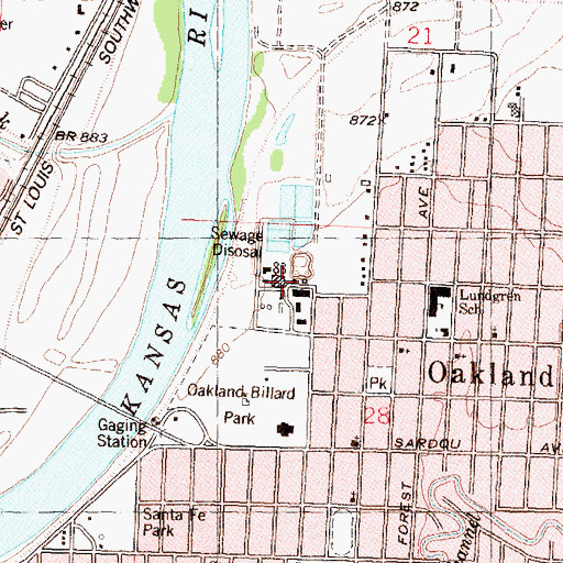 Topographic Map of Topeka - Oakland Wastewater Treatment Plant, KS