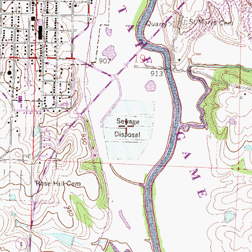 Topographic Map of Valley Falls Wastewater Treatment Plant, KS