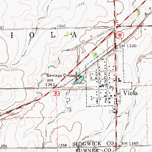 Topographic Map of Viola Wastewater Treatment Facility, KS