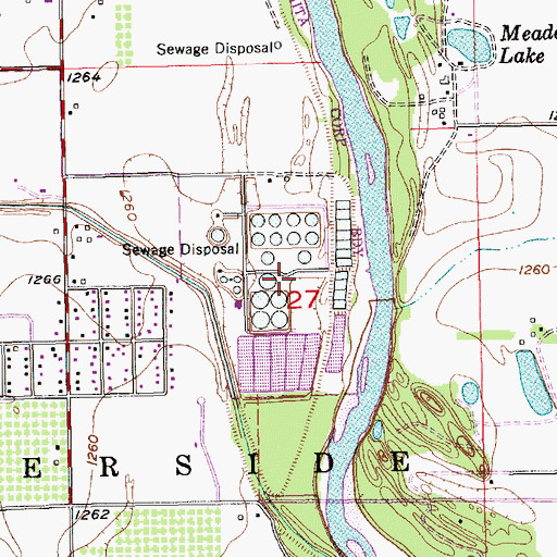 Topographic Map of Wichita Lower Arkansas River Sewage Treatment Plant, KS