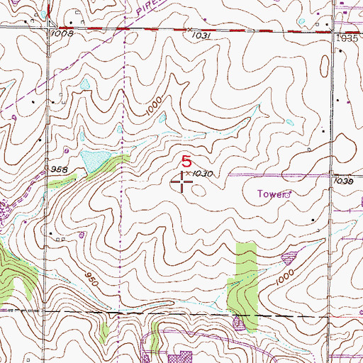 Topographic Map of Bedford Business Park East, KS