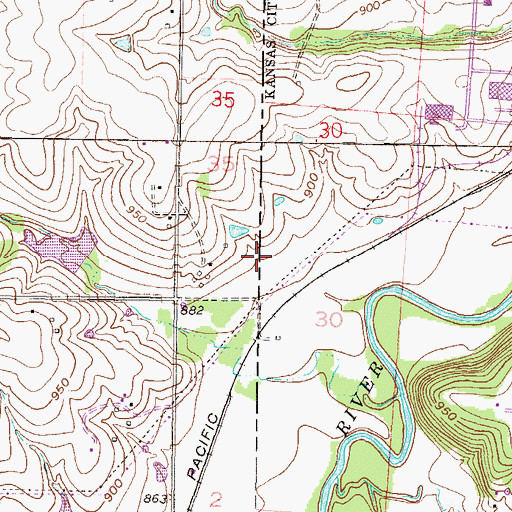 Topographic Map of Bi - State Business Park, KS