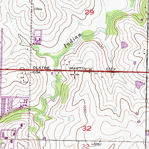 Topographic Map of Briarwood Professional Park, KS
