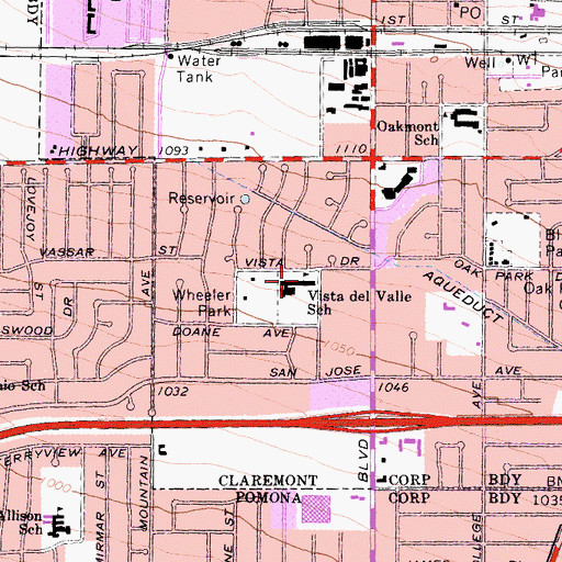 Topographic Map of Vista Del Valle Elementary School, CA