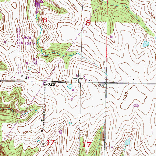 Topographic Map of Cedar Creek Corporate Park, KS