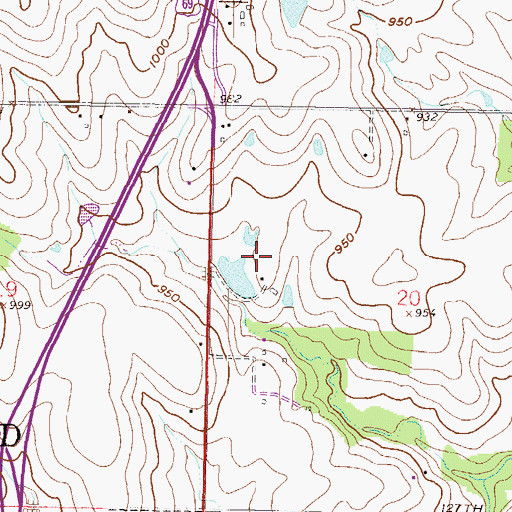 Topographic Map of Corporate Lakes at Metcalf, KS