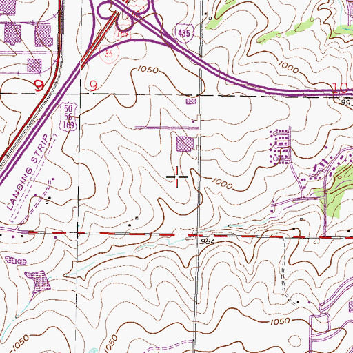 Topographic Map of Crown Business Park, KS