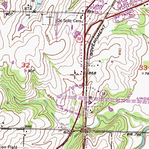 Topographic Map of Desoto Business Park, KS
