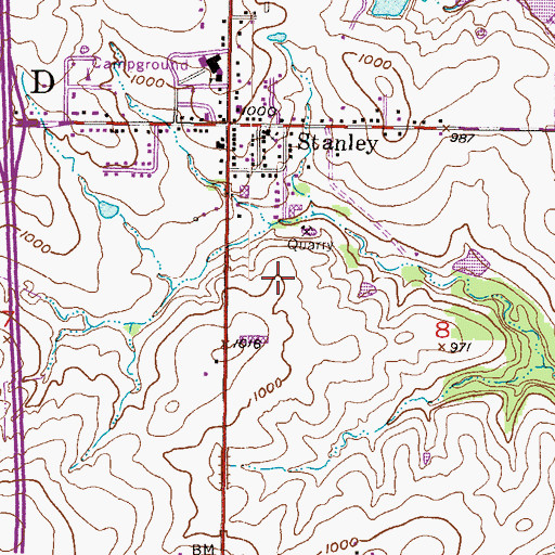 Topographic Map of Frye Industrial Park, KS